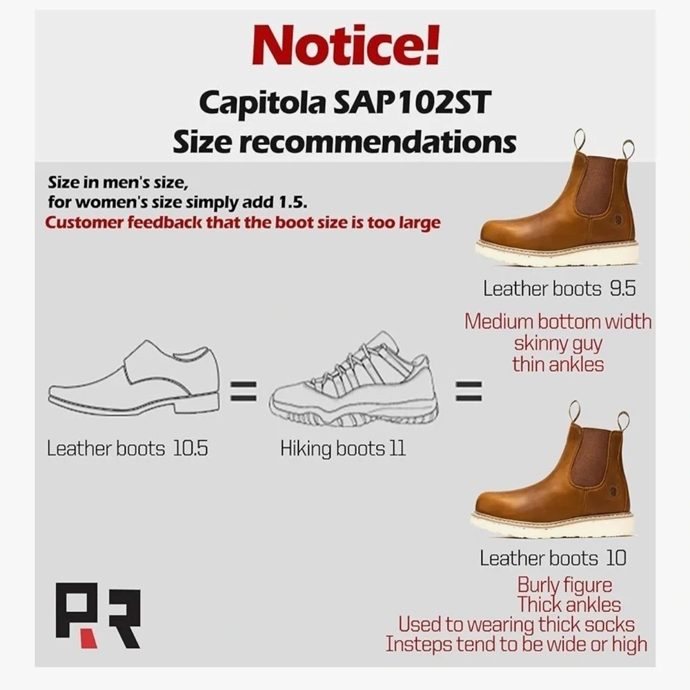 Steel Toe Slip On Work Boots Chelsea Brown Leather Boots size 11.5 wide It#P15